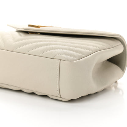Saint Laurent Sheepskin Matelasse Chevron Monogram Medium College Bag Crema Soft 10 of 10