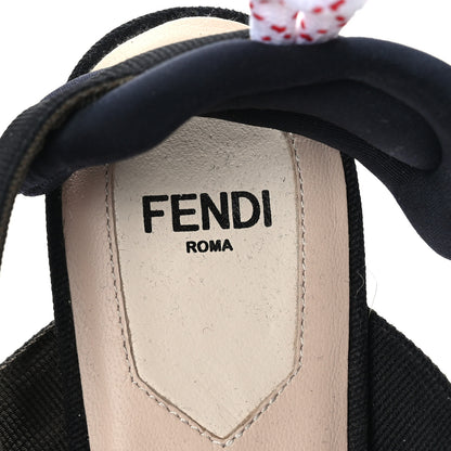 Fendi Technical Mesh FF Colibri Slingback Ballerina Flats 36 Tobacco Moro Black Militare 6 of 7