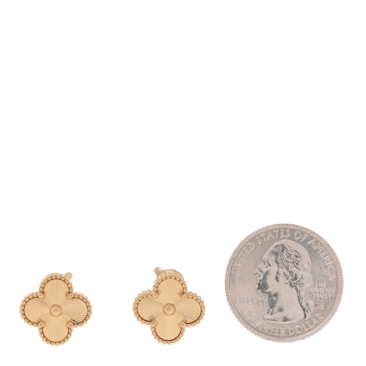 18K Yellow Gold Guilloche Vintage Alhambra Earrings