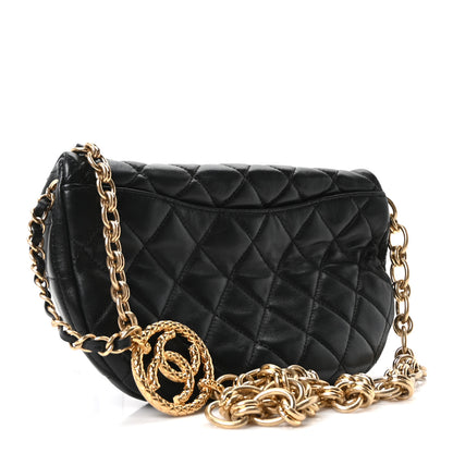 Chanel Lambskin Pearl Quilted CC Belt Bag Black 2 of 9
