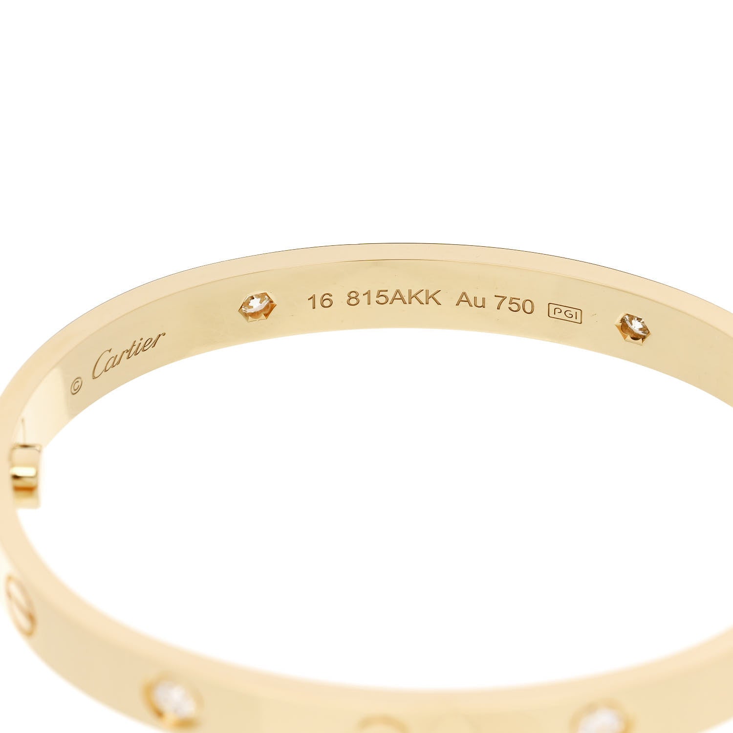 Cartier 18K Yellow Gold 4 Diamond LOVE Bracelet 16 6 of 9
