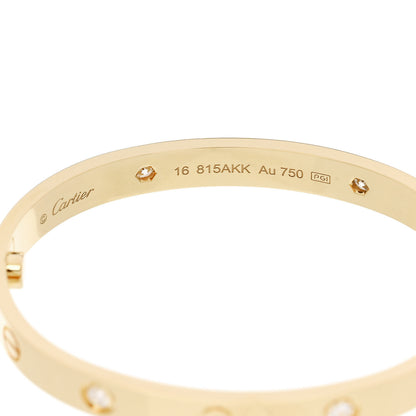Cartier 18K Yellow Gold 4 Diamond LOVE Bracelet 16 6 of 9