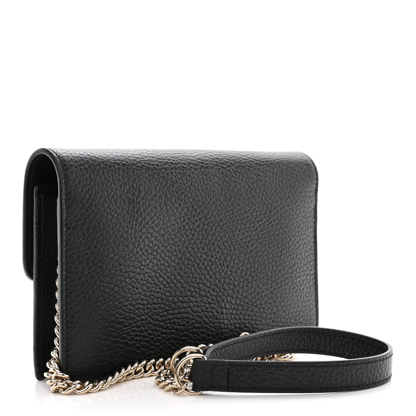 Dollar Calfskin Interlocking G Chain Wallet Black