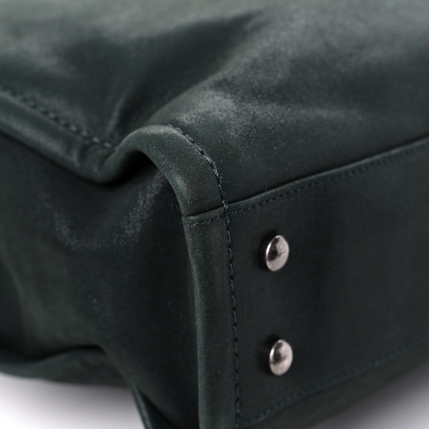 Iridescent Glazed Calfskin In The Mix Tote Dark Green