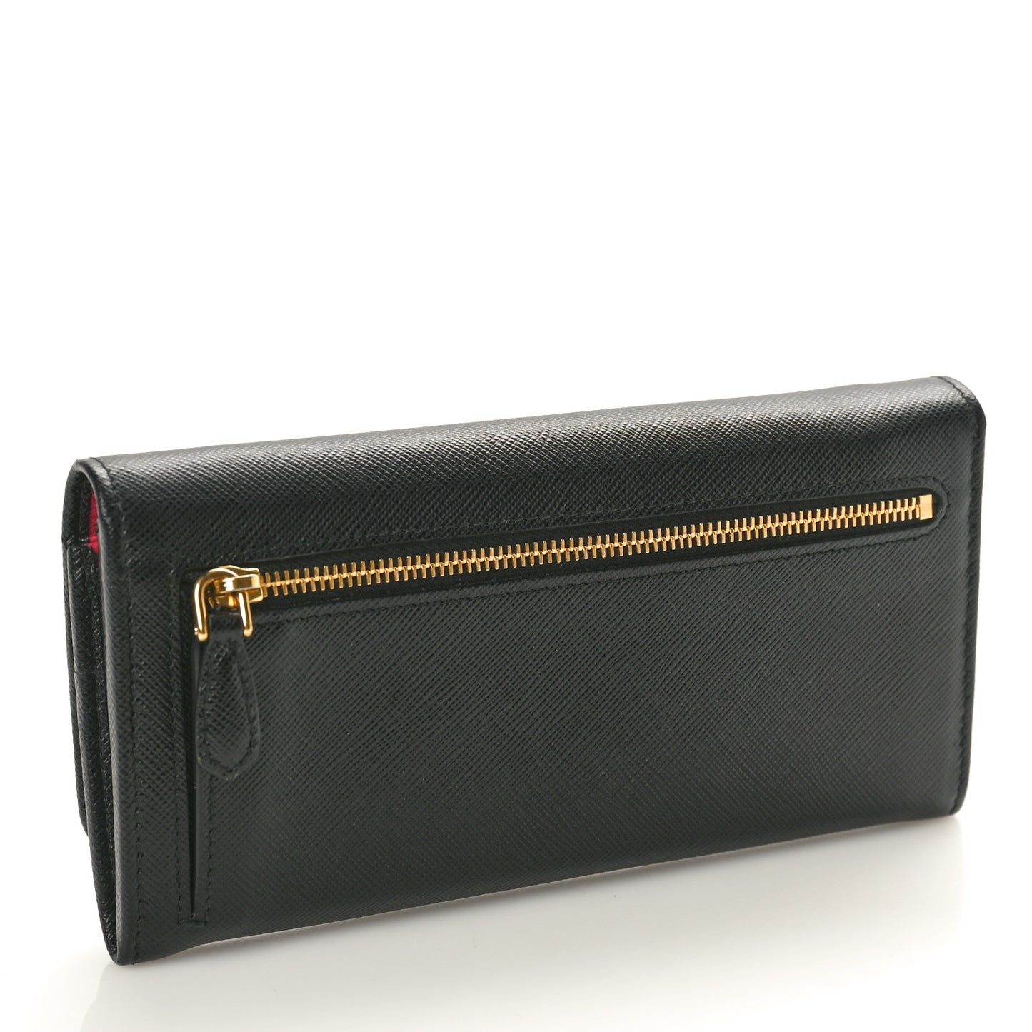 Saffiano Bi-Color Metal Continental Flap Travel Wallet Black Ibisco