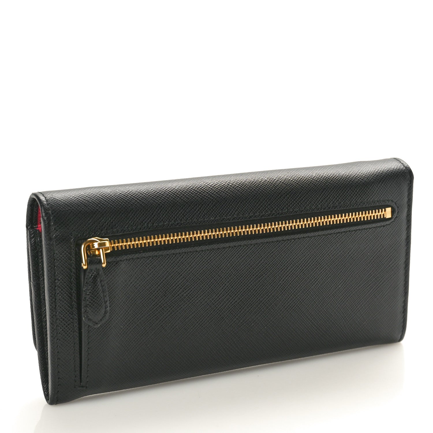 Prada Saffiano Bi-Color Metal Continental Flap Travel Wallet Black Ibisco 4 of 9