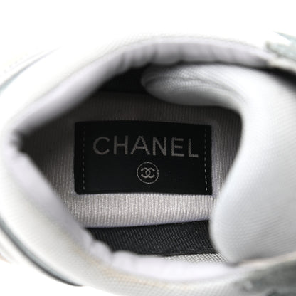 Chanel Nylon Lambskin Suede Calfskin CC Sneakers 39 Blue Grey White 7 of 13
