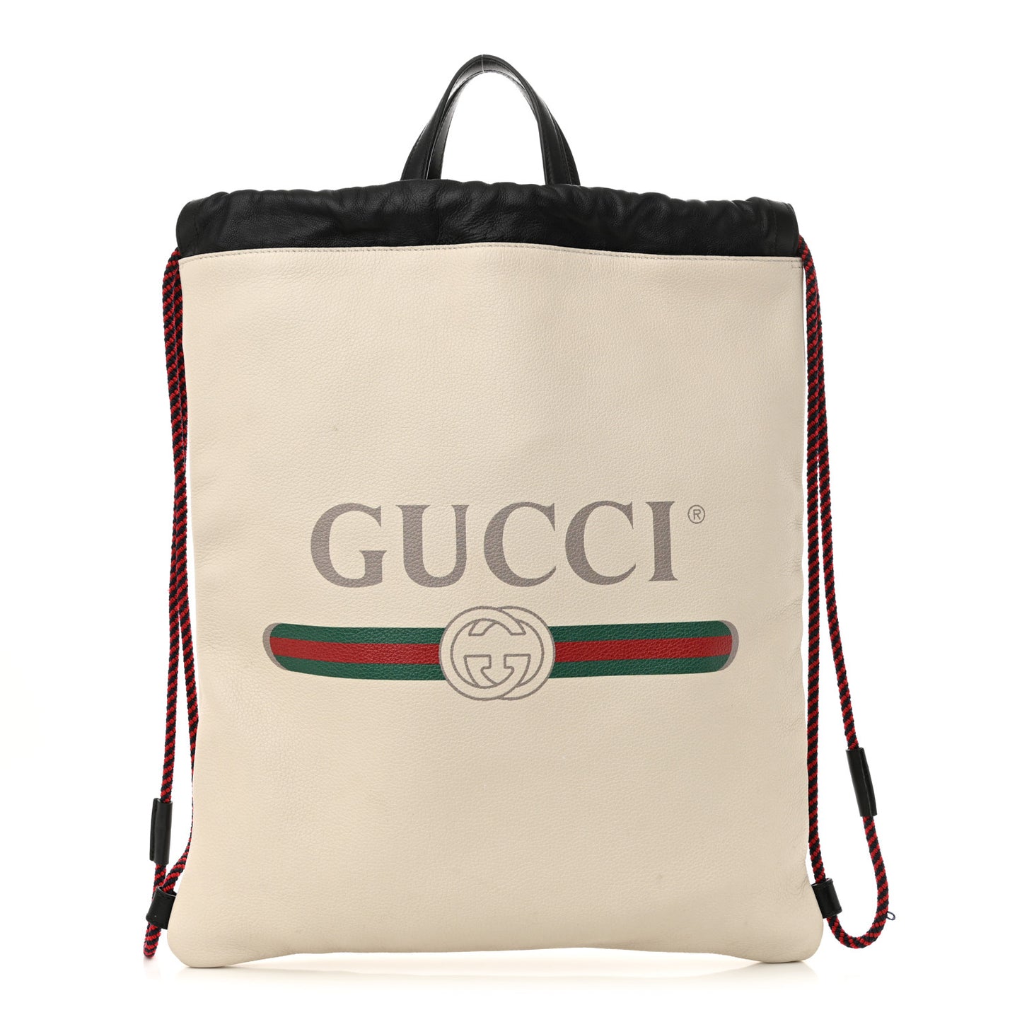 Calfskin Logo Drawstring Backpack Mystic White