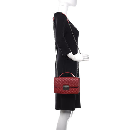 Chanel Goatskin Quilted Small CC University Top Handle Flap Red 2 of 15