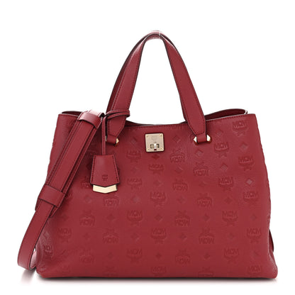 MCM Calfskin Ottomar Monogram Large Essential Tote Red 1 of 11