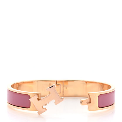 Hermes Enamel Narrow Clic Clac H Bracelet PM Rose Velours 5 of 6