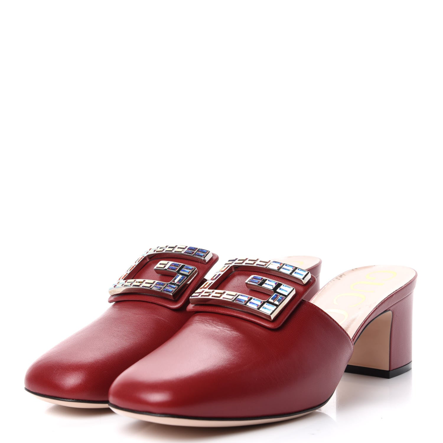 Gucci Malaga Kid Crystal Square G Madelyn Mules 40 Romantic Cerise 3 of 11