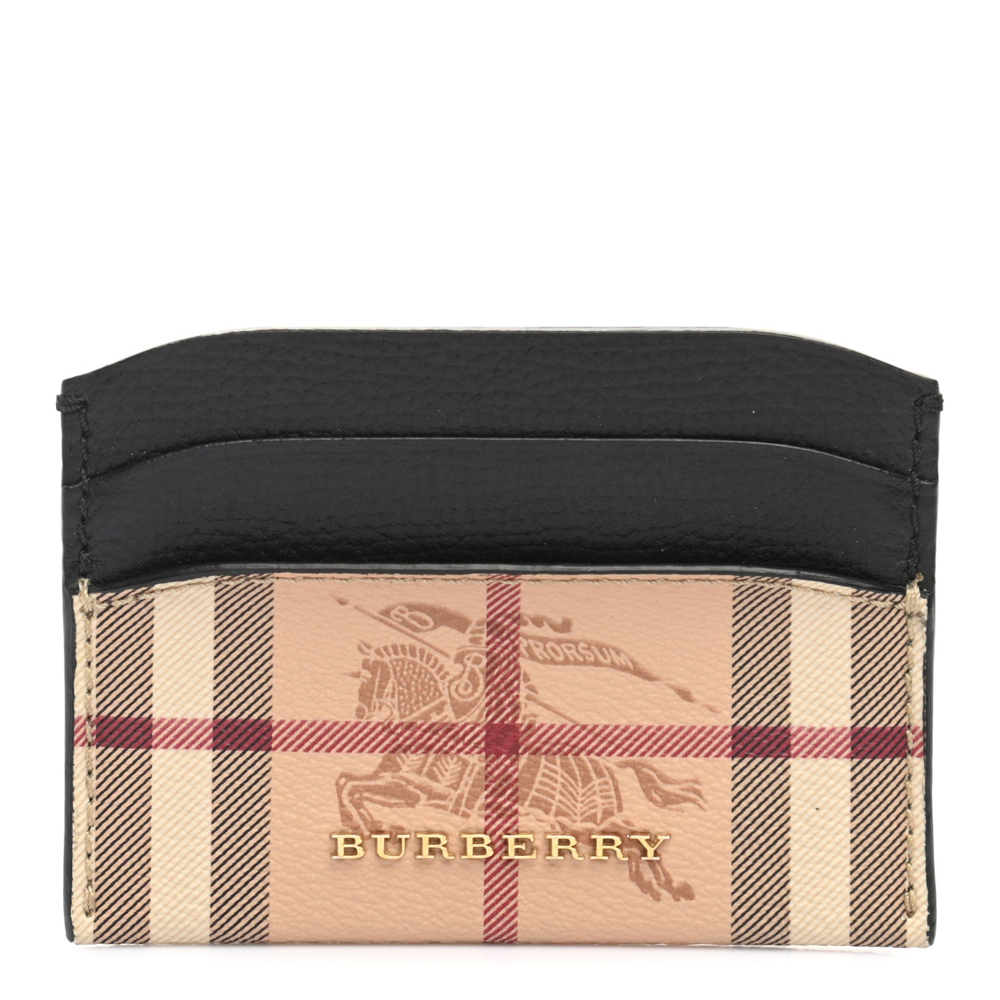Soft Grain Calfskin Haymarket Check Izzy Card Case Black