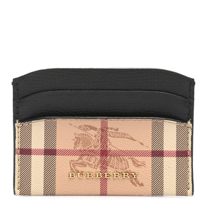 Burberry Soft Grain Calfskin Haymarket Check Izzy Card Case Black 1 of 8