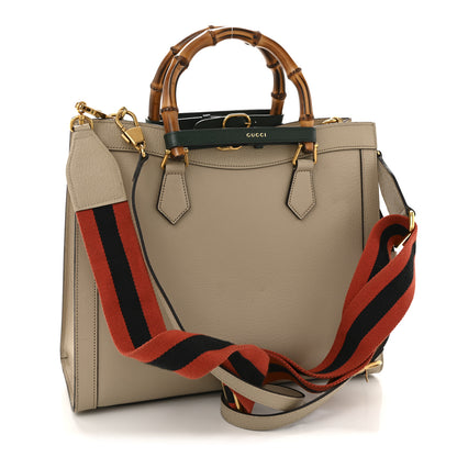 Gucci Textured Dollar Calfskin Web Medium Diana Tote Bag Oatmeal Vintage Green 3 of 14