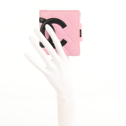 Chanel Calfskin Quilted Cambon Bi-Fold Wallet Pink Black 2 of 8