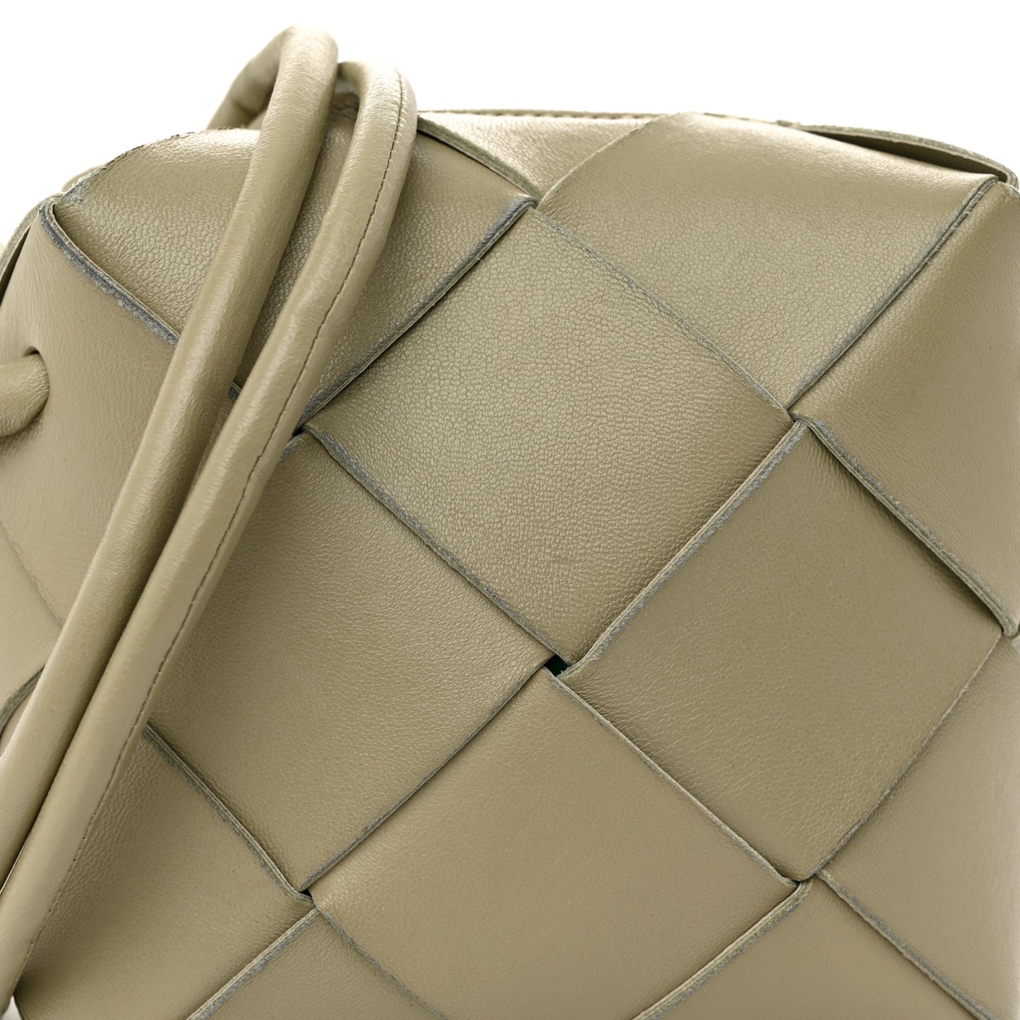 Lambskin Maxi Intrecciato Mini Cassette Camera Bag Travertine