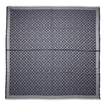 Louis Vuitton Silk Wool Monogram Denim Shawl Blue 1 of 4