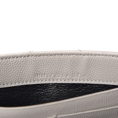Saint Laurent Grain De Poudre Matelasse Chevron Monogram Flap Wallet Light Grey 8 of 13