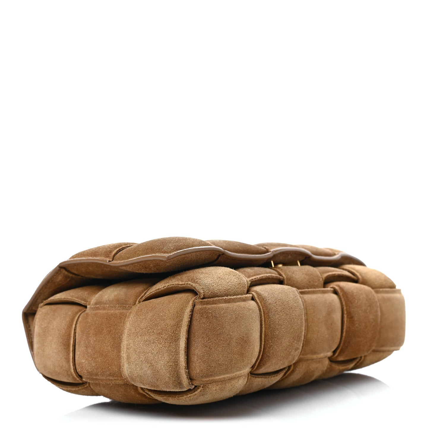 Suede Maxi Intrecciato Padded Cassette Crossbody Bag Taupe