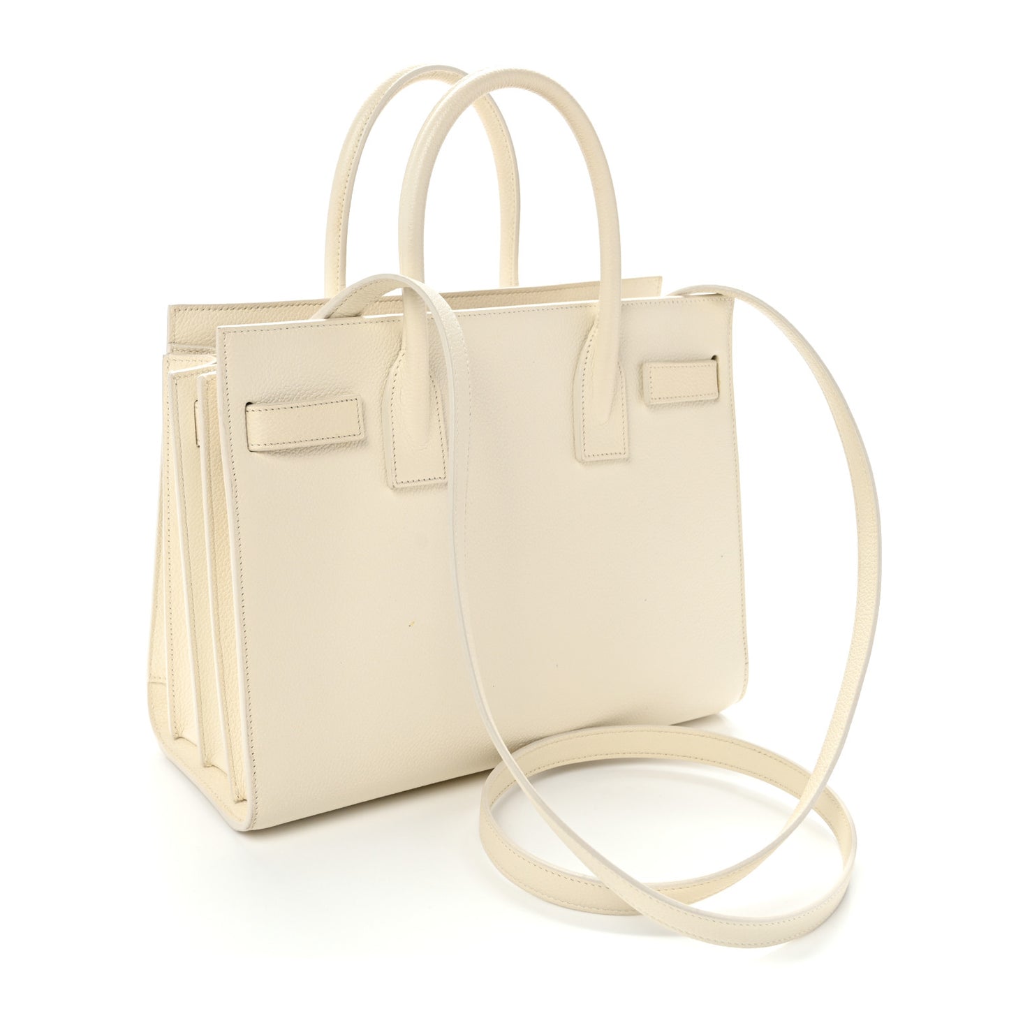 Grained Calfskin Baby Sac De Jour White