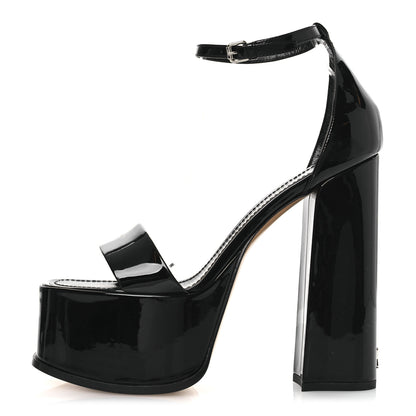 Louis Vuitton Patent Calfskin Fame Platform Sandal 39 Black 1 of 13