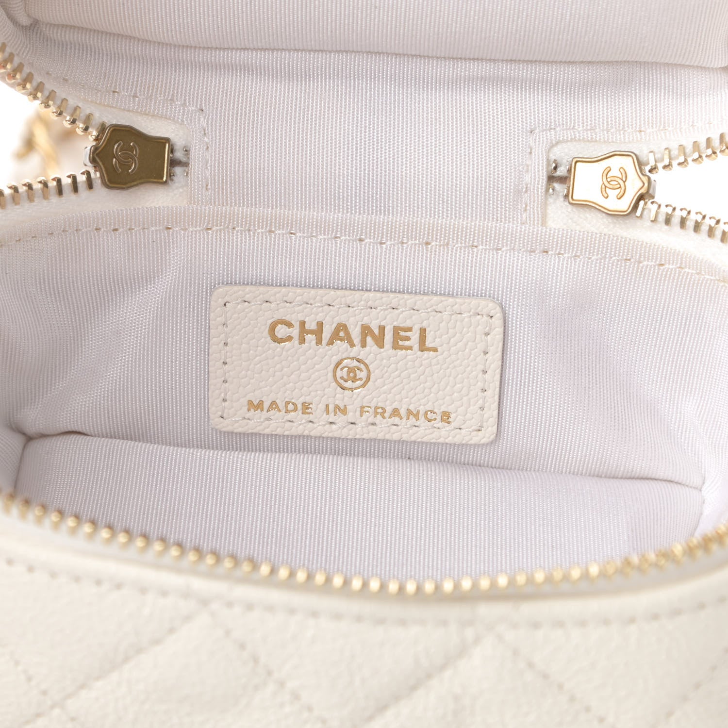 Chanel Caviar Quilted Mini Top Handle Vanity With Chain White 6 of 11