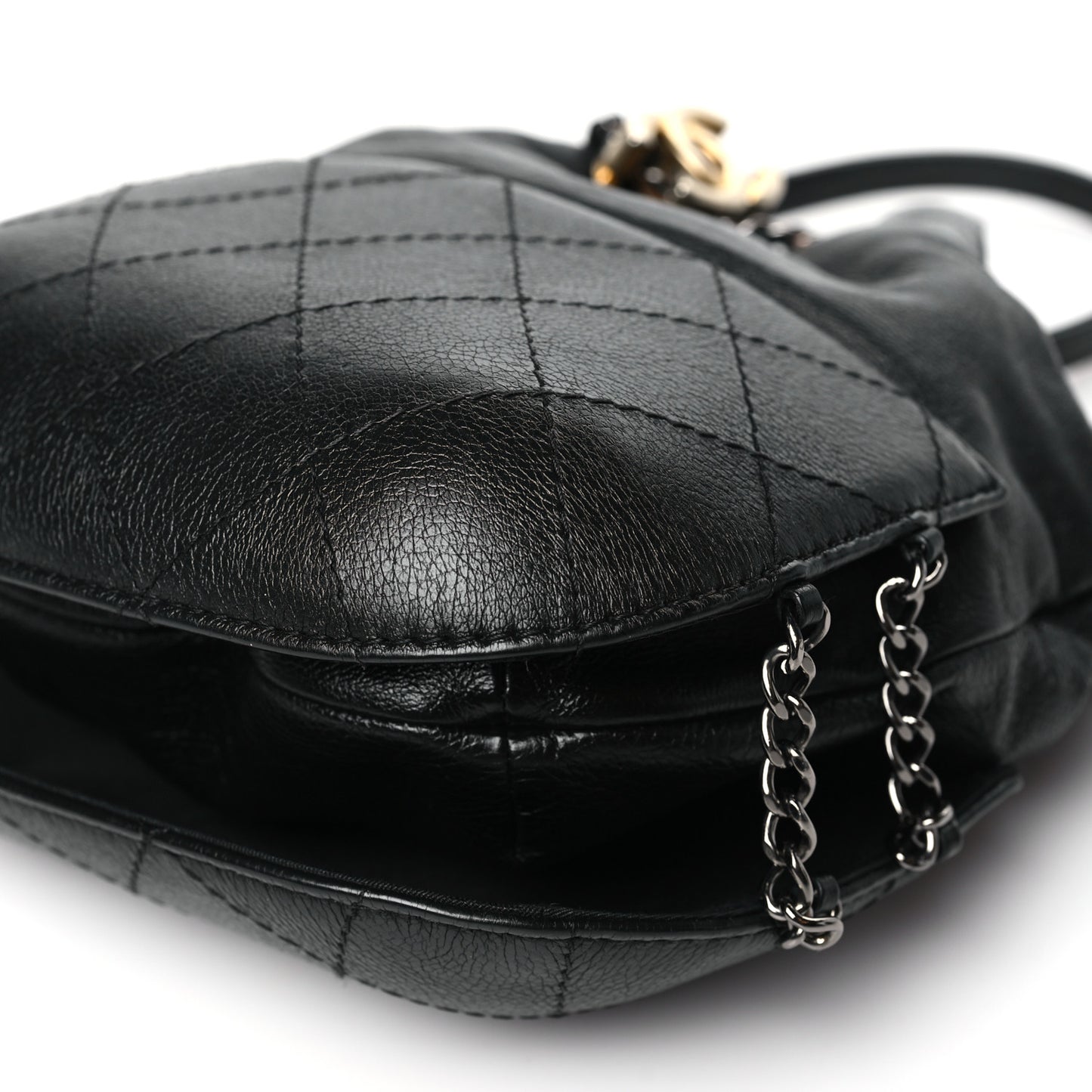 Calfskin Quilted Small Gabrielle Bucket Black