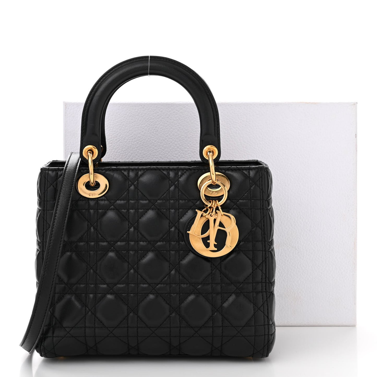 Lambskin Cannage Medium Lady Dior Black