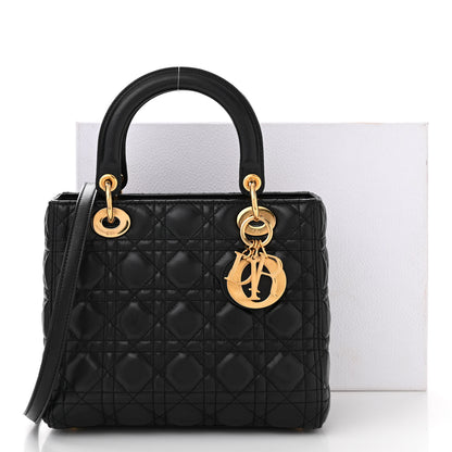 Christian Dior Lambskin Cannage Medium Lady Dior Black 13 of 13