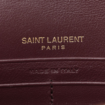 Saint Laurent Patent Calfskin Matelasse Chevron Monogram Envelope Chain Wallet Dark Red Wine 6 of 11