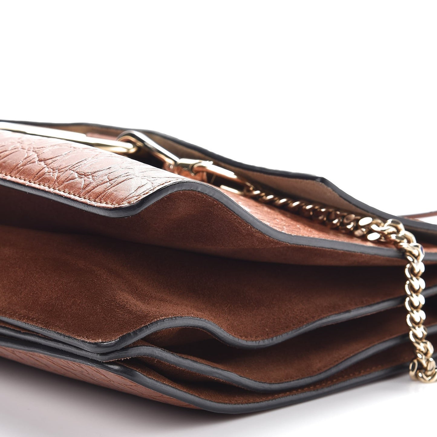 Calfskin Crocodile Embossed Medium Faye Shoulder Bag Mahogany