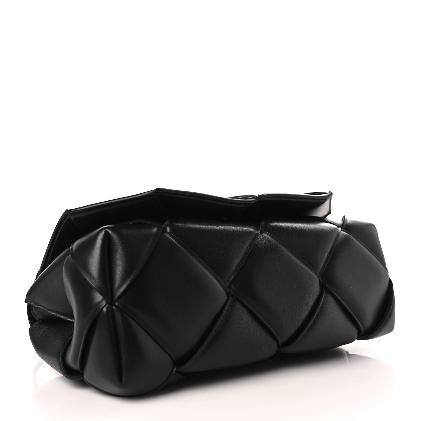 Nappa Intreccio Padded Top Handle Shoulder Bag Black