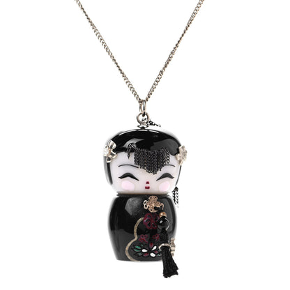 Chanel Pearl Paris Shanghai China Doll Necklace Black 3 of 5