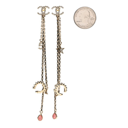 Chanel Crystal Star 5 Drop CC Earrings Gold 2 of 4