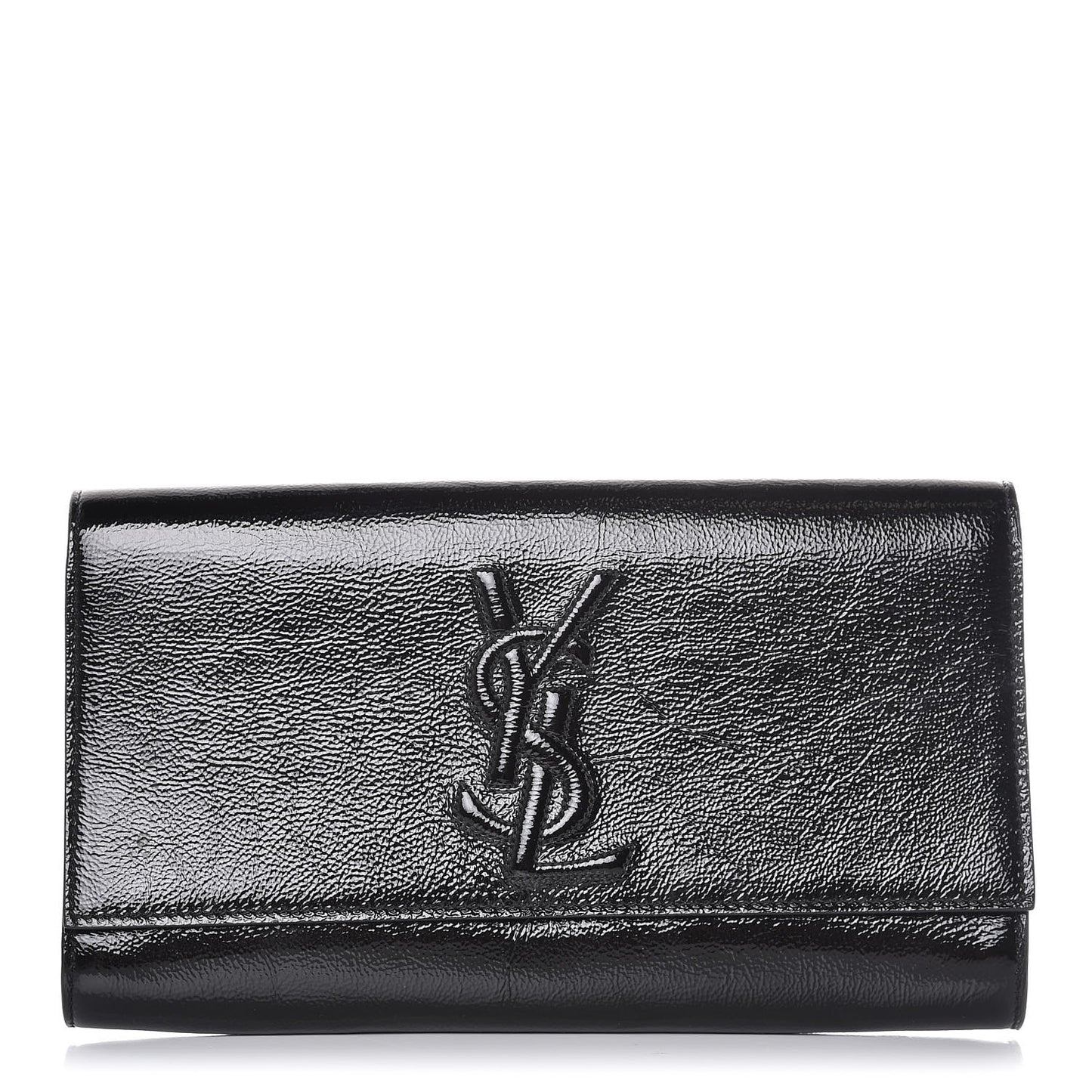 Textured Patent Monogram Large Belle De Jour Clutch Black