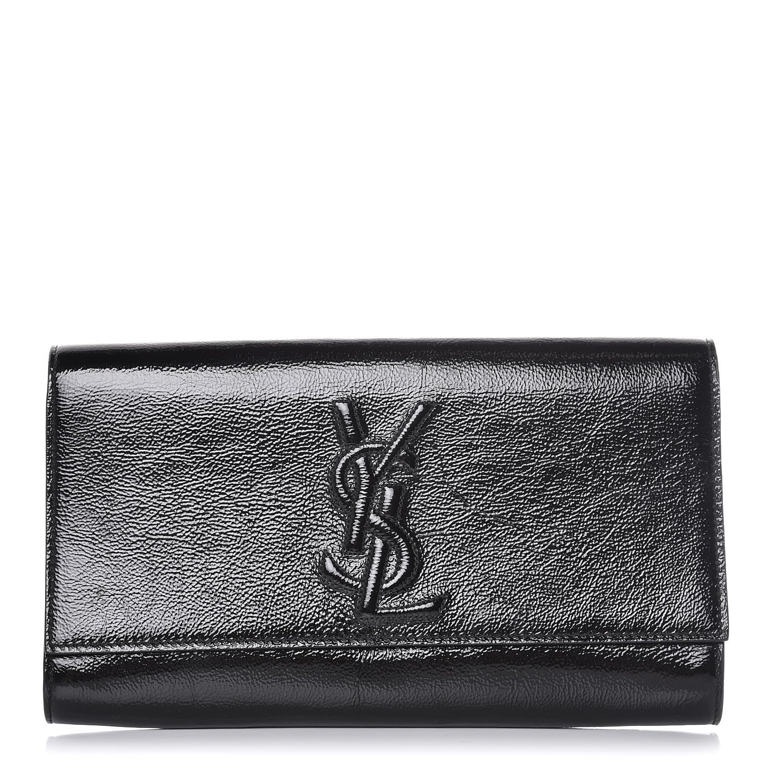 Saint Laurent Textured Patent Monogram Large Belle De Jour Clutch Black 1 of 9