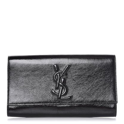 Saint Laurent Textured Patent Monogram Large Belle De Jour Clutch Black 1 of 9
