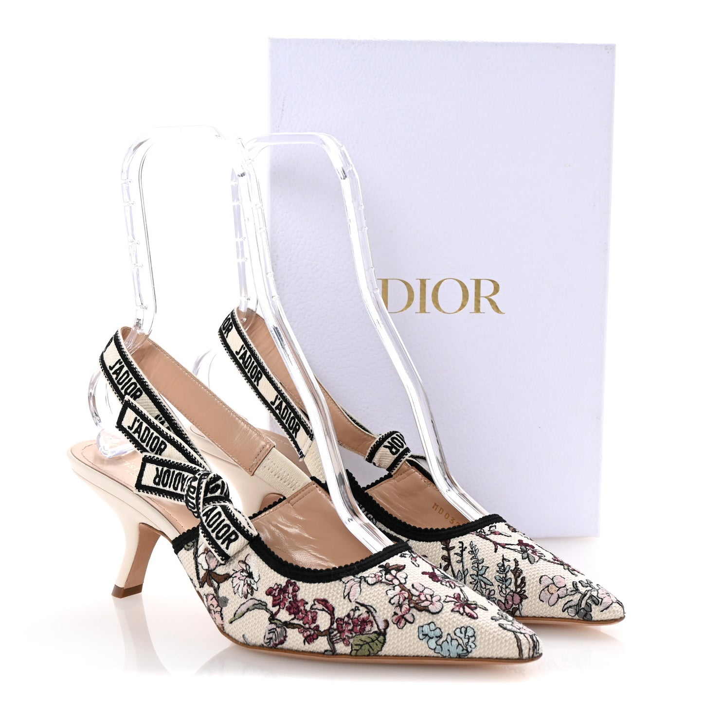 Canvas Embroidered Millefiori J'Adior Slingback 65mm Pumps 41 Nude White