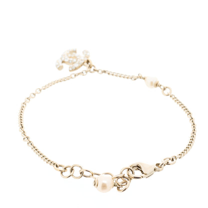 Chanel Pearl Crystal CC Bracelet Gold 3 of 5