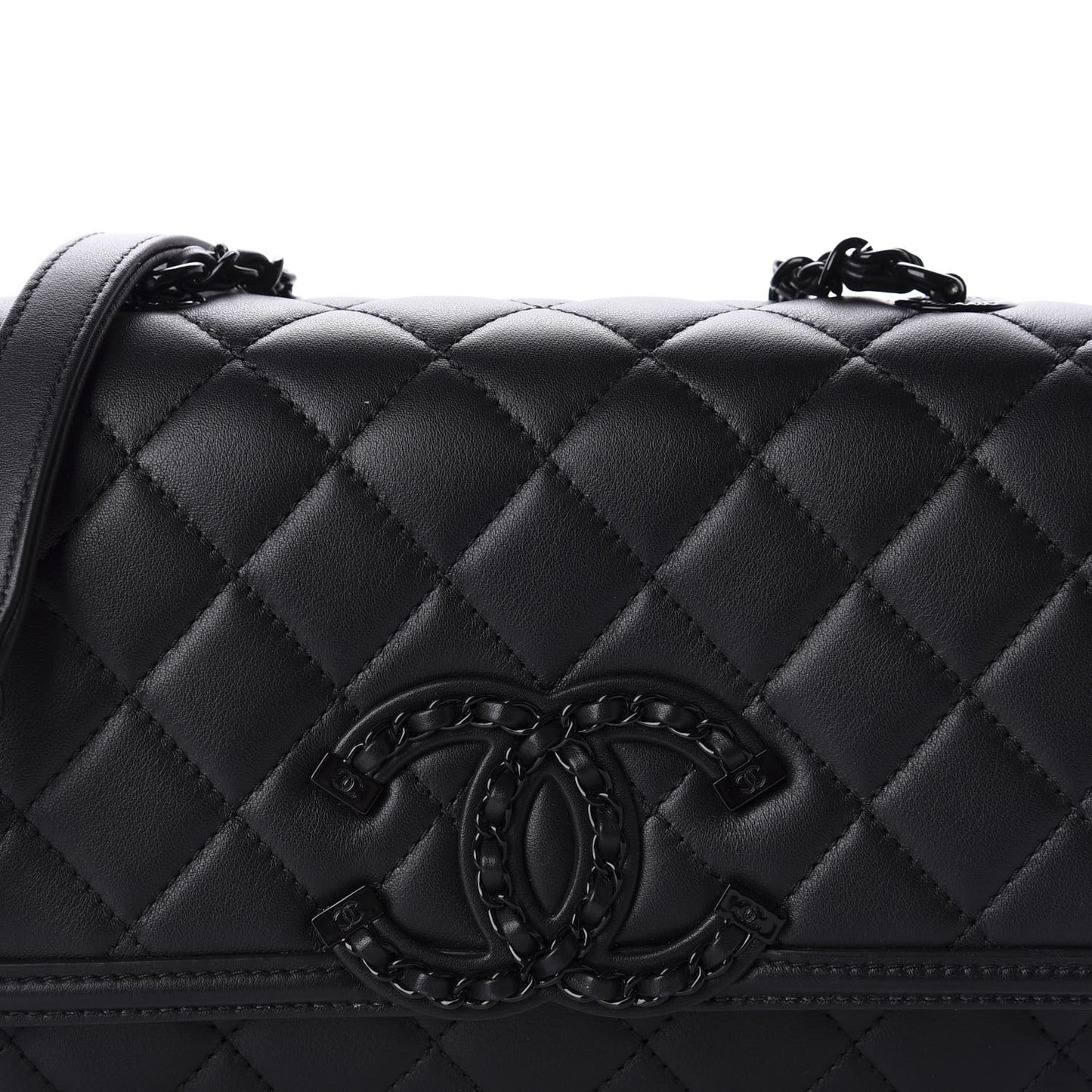 Lambskin Quilted Small CC Filigree Flap Black