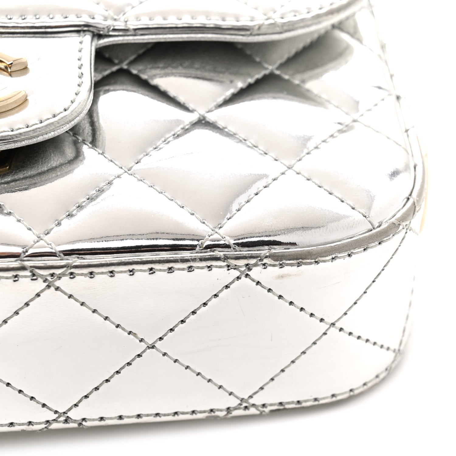 Chanel Mirror Calfskin Metallic Calfskin Quilted Hollywood Boulevard Mini Flap With Star Coin Purse Silver 11 of 13