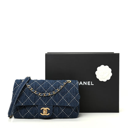Chanel Denim Quilted Medium Denim Trip Single Flap Blue 10 of 10