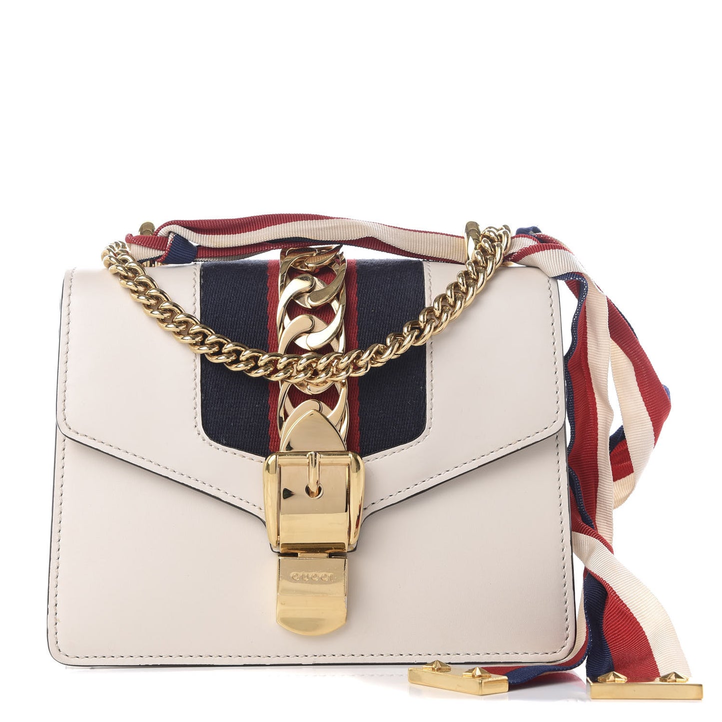 Calfskin Mini Sylvie Chain Shoulder Bag White