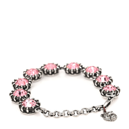 Gucci Crystal Metal Feline Bracelet Silver Pink 3 of 5