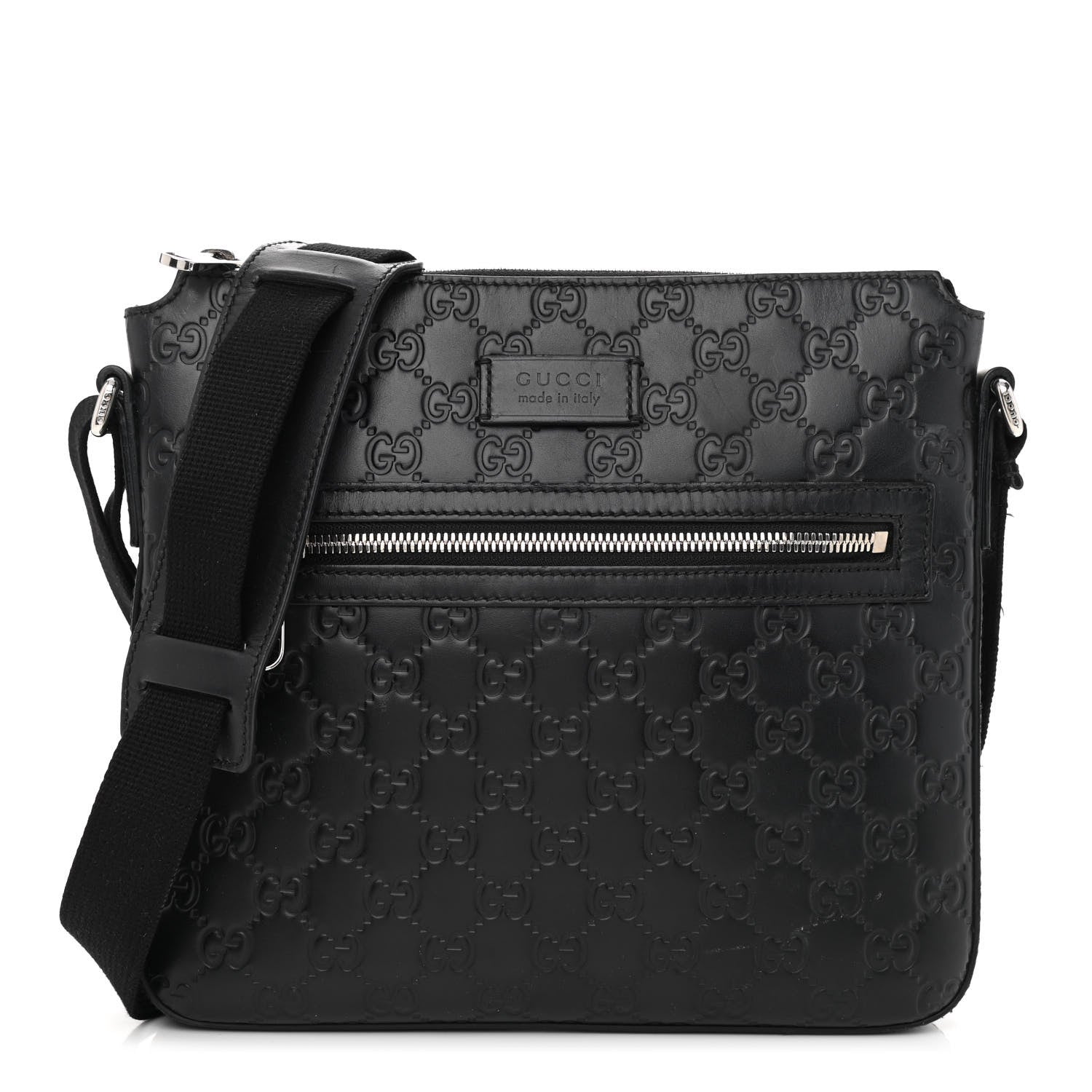 Gucci Guccissima Signature Small Messenger Bag Black 1 of 8