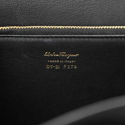 Salvatore Ferragamo Calfskin Colorblock Marisol Top Handle Shoulder Bag Black Green White 6 of 10