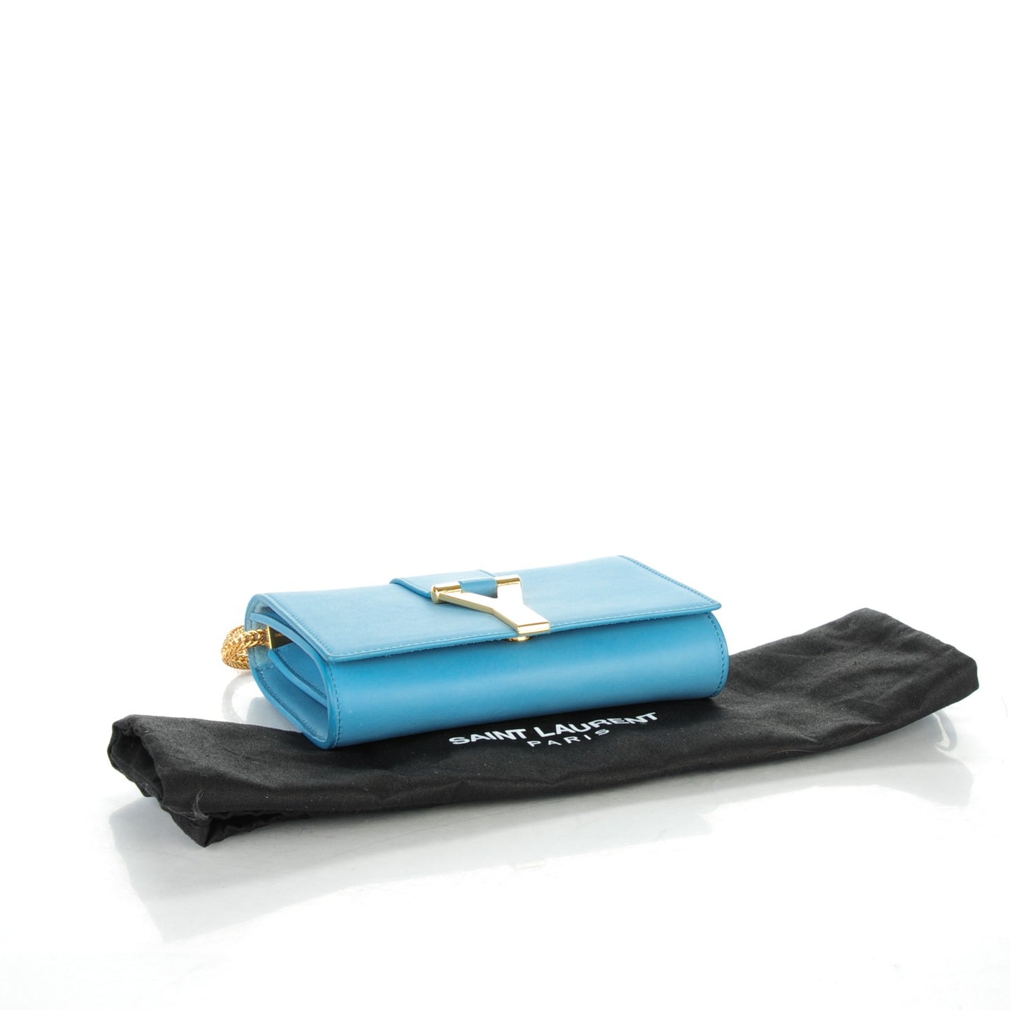 Calfskin Small Classic Y Satchel Bag Blue Glacier