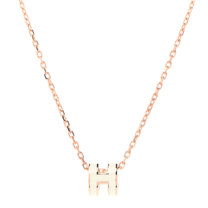 Hermes Lacquered Rose Gold Mini Pop H Pendant Necklace White 4 of 8