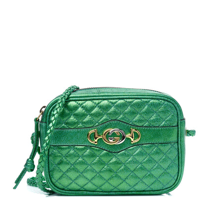 Gucci Laminated Nappa Trapuntata Small Zumi Shoulder Bag Jasmine Green 1 of 5